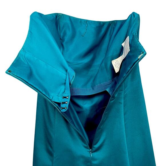 Vintage DAVID'S BRIDAL Women's STRAPLESS PROM DRESS Turquoise Blue Size 6 - Picture 4 of 5